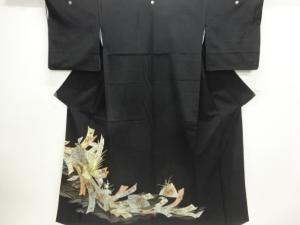 尾長鳥模様刺繍留袖（比翼付き）